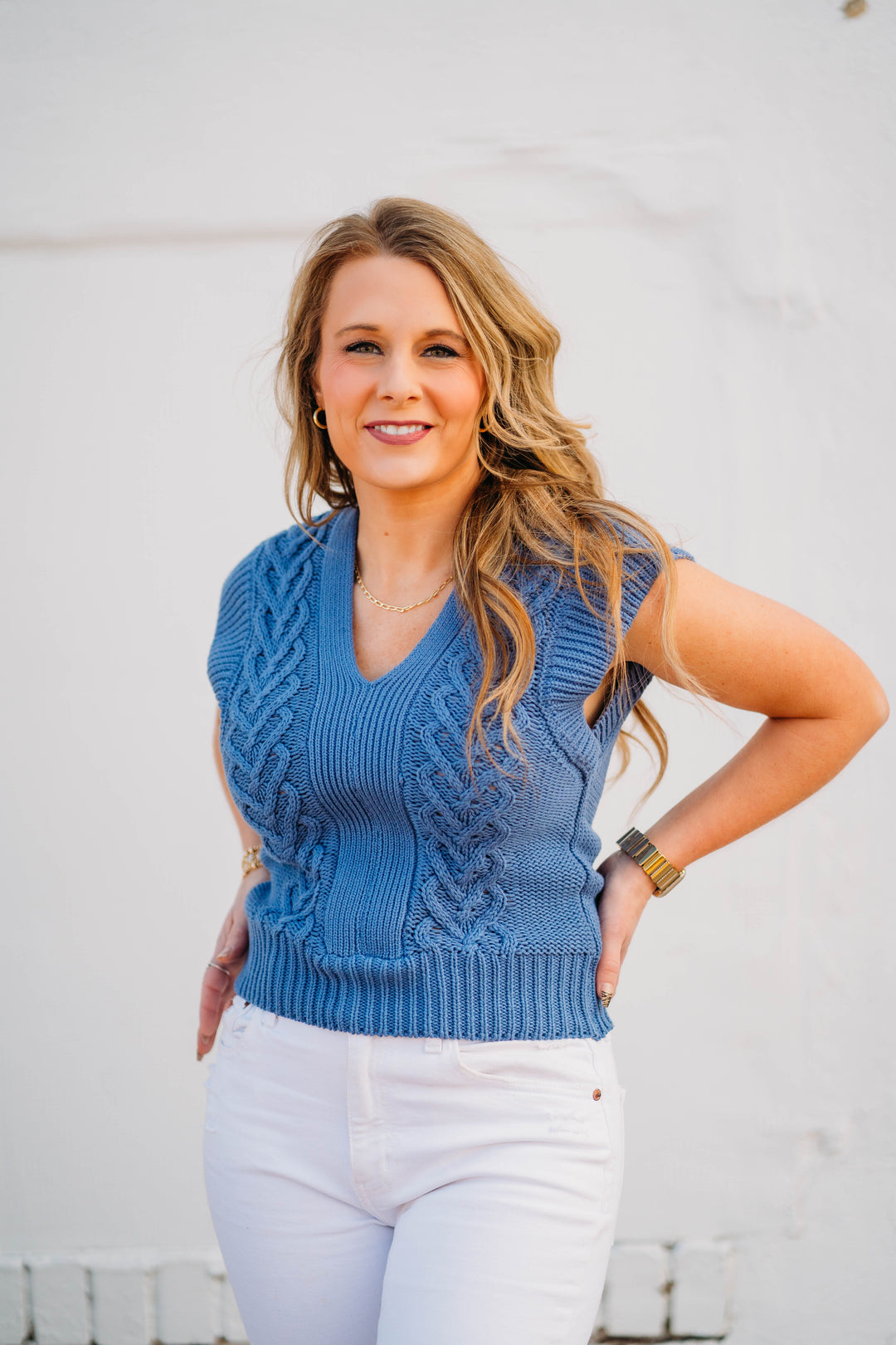 Another Love: Emberly Knit Top in Stormy Blue