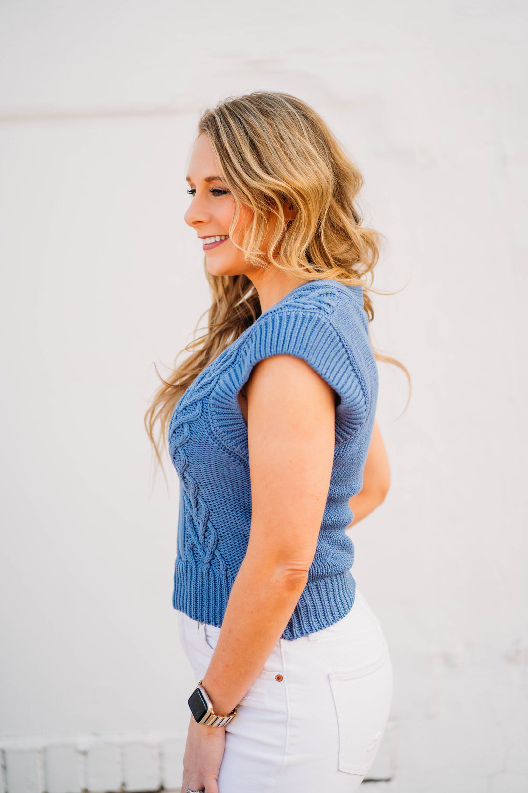 Another Love: Emberly Knit Top in Stormy Blue