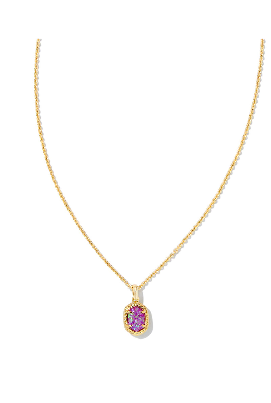 Kendra Scott: Daphne Framed Short Pendant Necklace in Gold Magenta Kyocera Opal