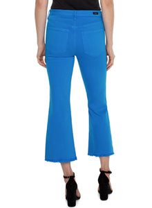 Liverpool: Hannah Cropped Flare with Fray Hem in Diva Blue