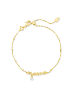Kendra Scott: Mama Script Chain Bracelet in Gold White Pearl