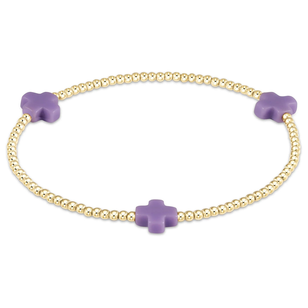 Enewton: Egirl Signature Cross Gold Pattern Bead Bracelet in Purple