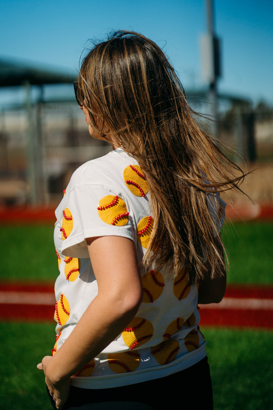 Queen Of Sparkles: White Scattered Softball Tee
