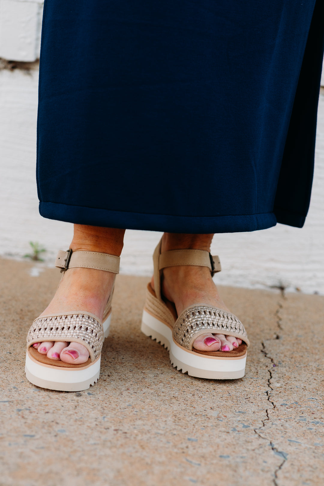 Toms: Diana Sandals in Champagne Gold Metallic Weave