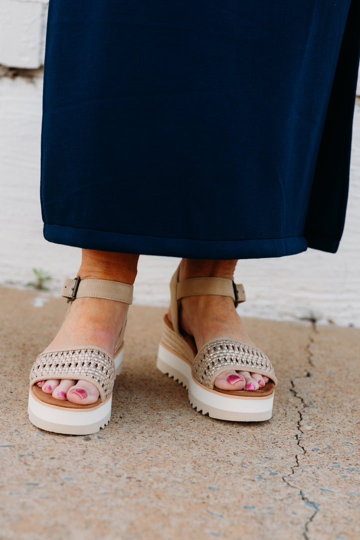 Toms: Diana Sandals in Champagne Gold Metallic Weave