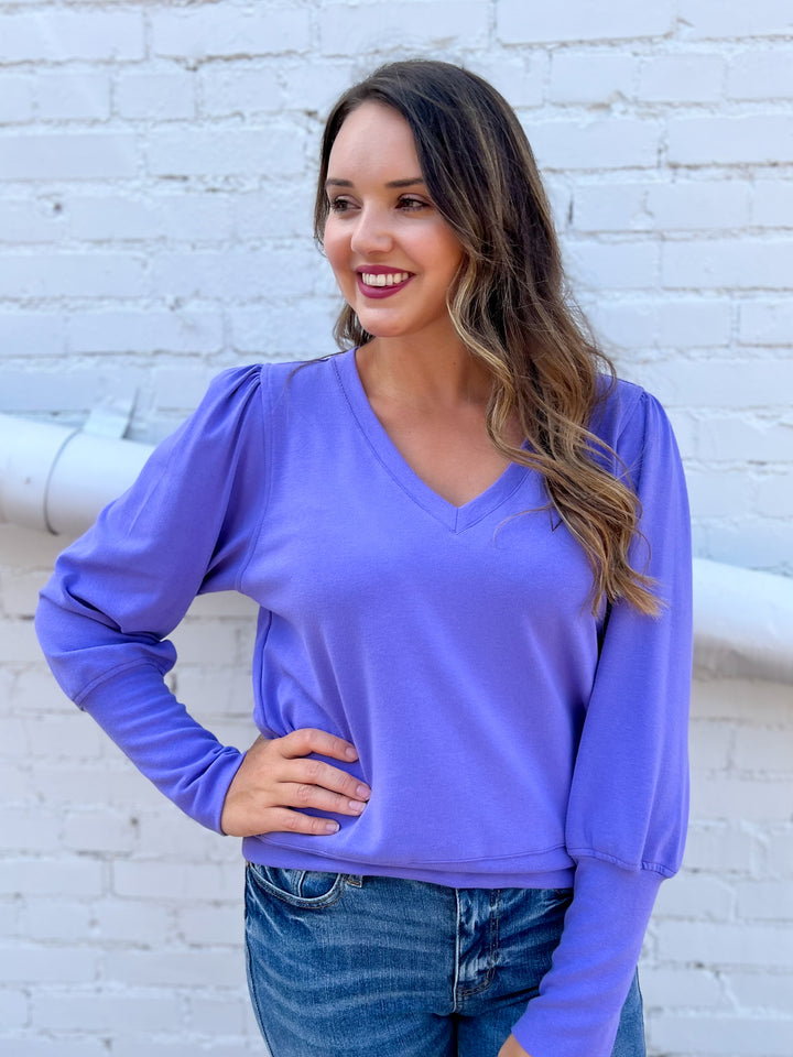Karen Kane: V Neck Bishop Sleeve Top in Lavender 3L05514