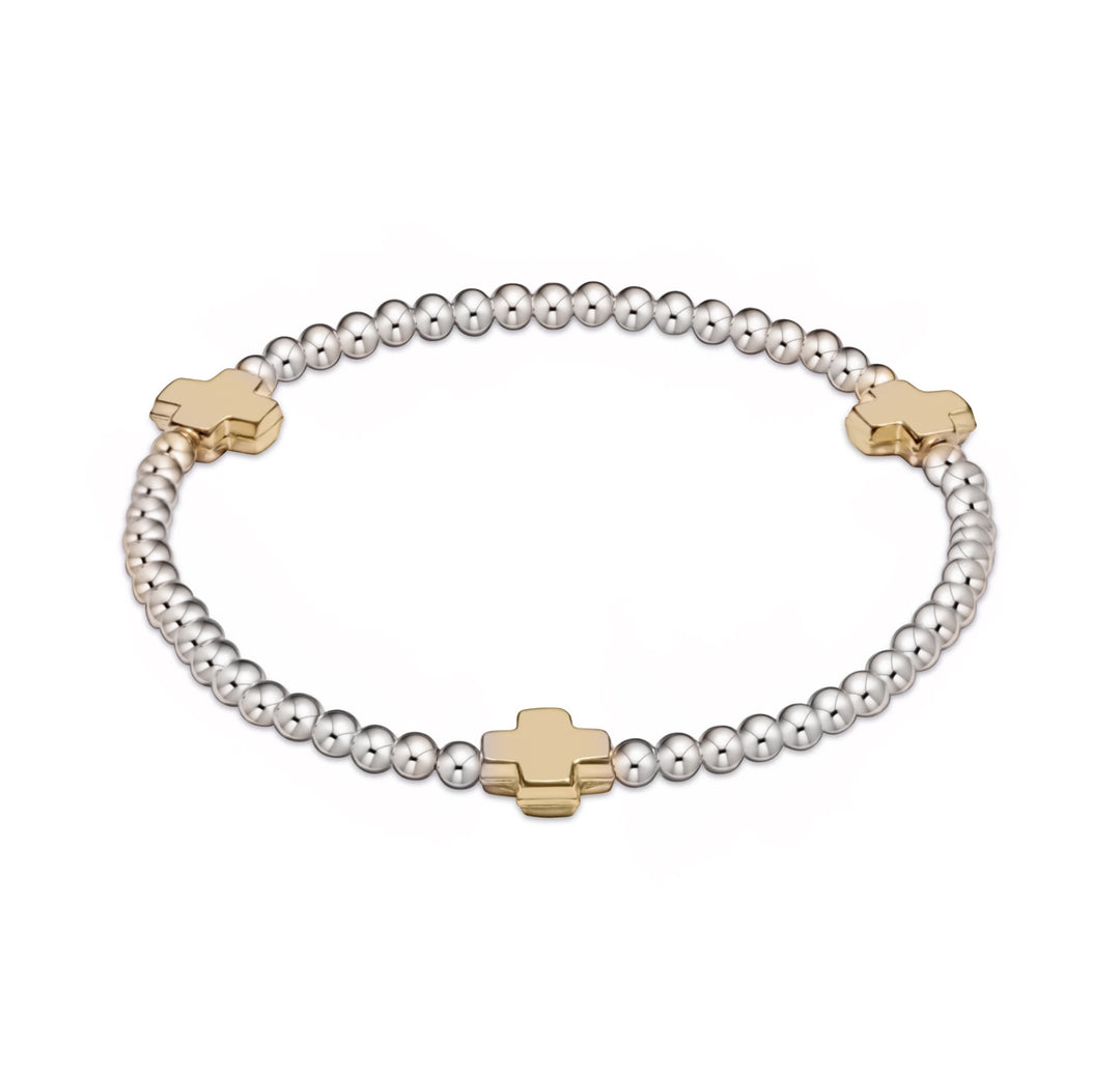 Enewton: Signature Cross Mixed Metal 3mm Bracelet