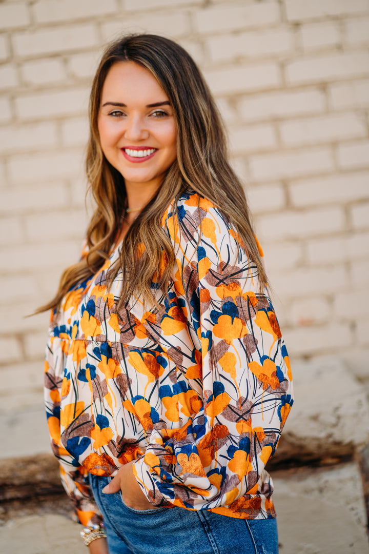 Joy Joy: Autumn Petals Batwing Top 69G7498