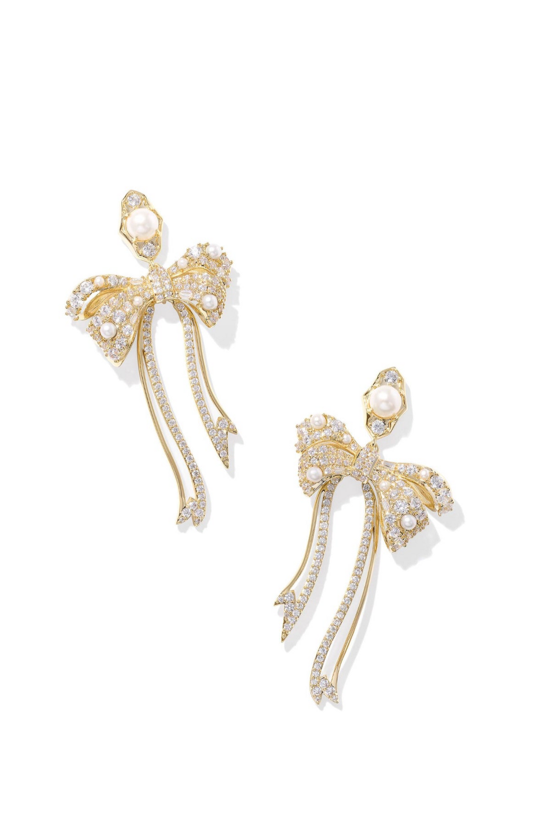 Kendra Scott: Krista Bow Statement Earrings in Gold White Mix