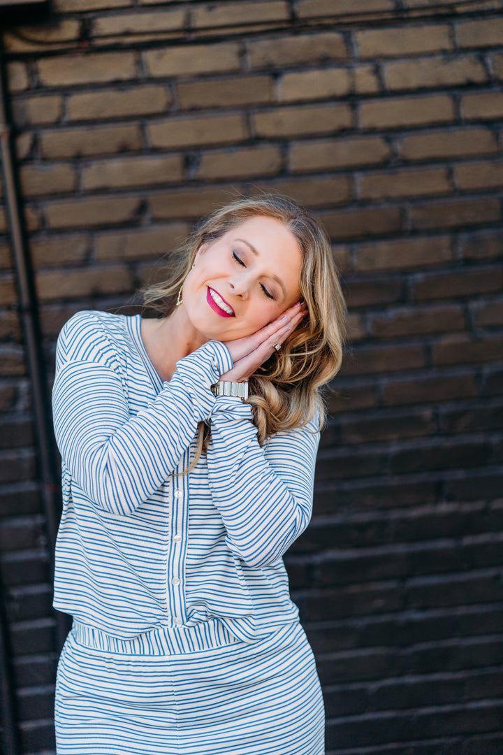 Z Supply: Mara Stripe Pajama Cardigan in Vanilla Ice