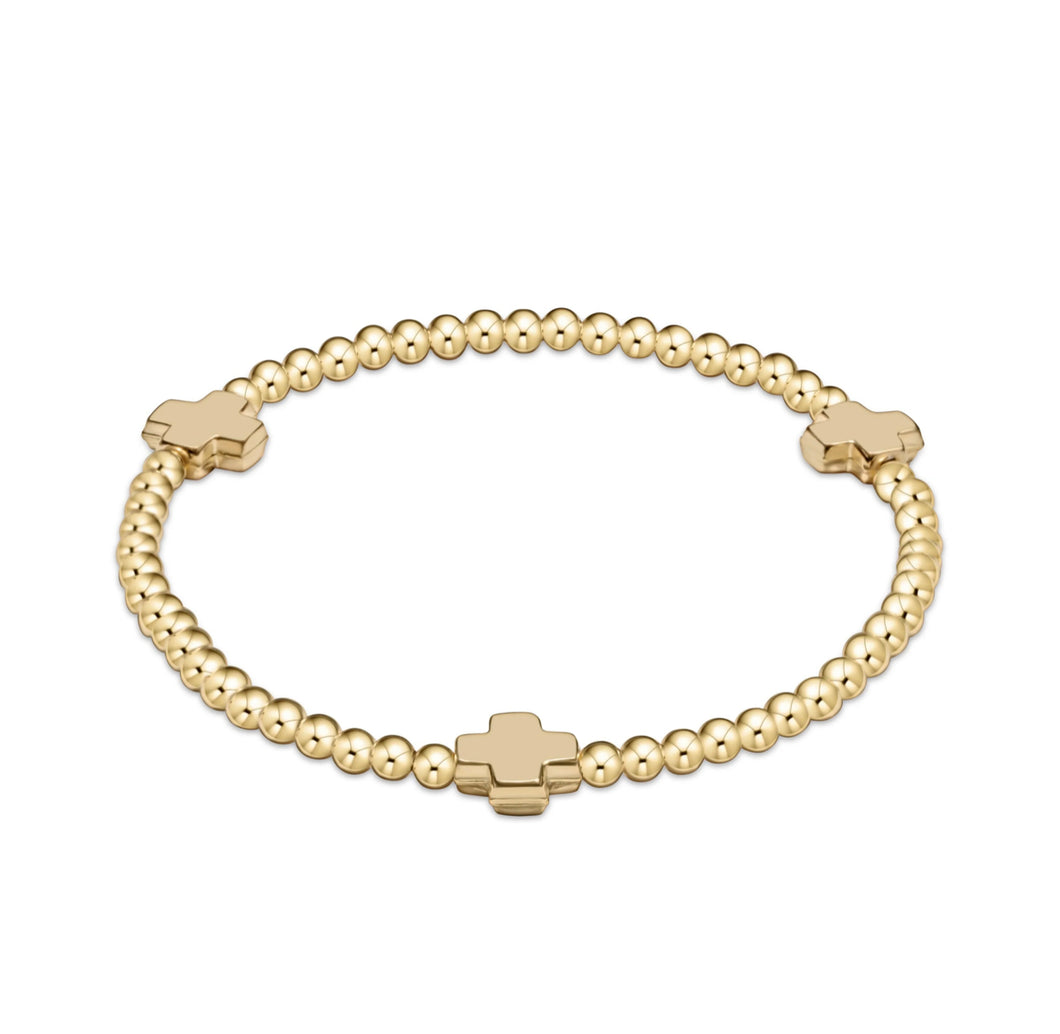 Enewton: Signature Cross Gold Pattern 3mm Bead Bracelet