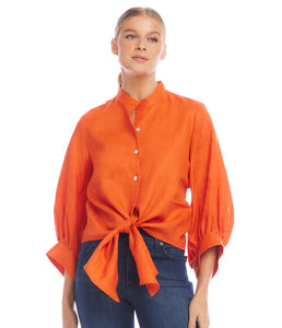 Karen Kane: Tie-Front Top in Orange 2L01525