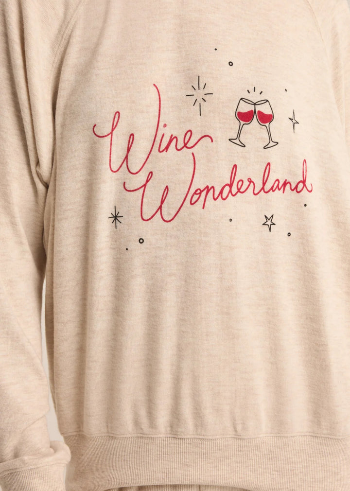 Z Supply: Cassie Wine Wonderland Top in Light Oatmeal Heather