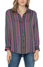 Load image into Gallery viewer, Liverpool: Button Up Blouse in Multi Stripe LM8543H65P22
