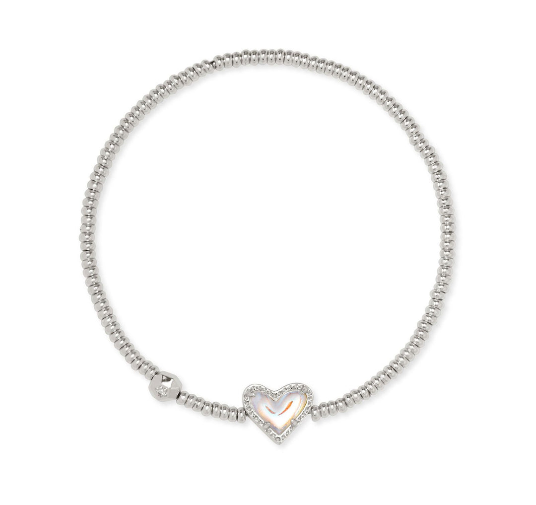 Kendra Scott: Ari Heart Stretch Bracelet in Silver Dichroic Glass