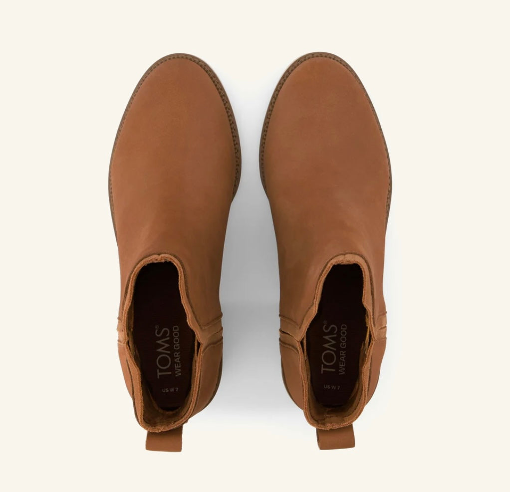TOMS: Hailey Boot in Nubuck Brown Leather 10021307