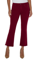 Load image into Gallery viewer, Liverpool: Hannah Crop Flare with Fray Hem in Red Velvet
