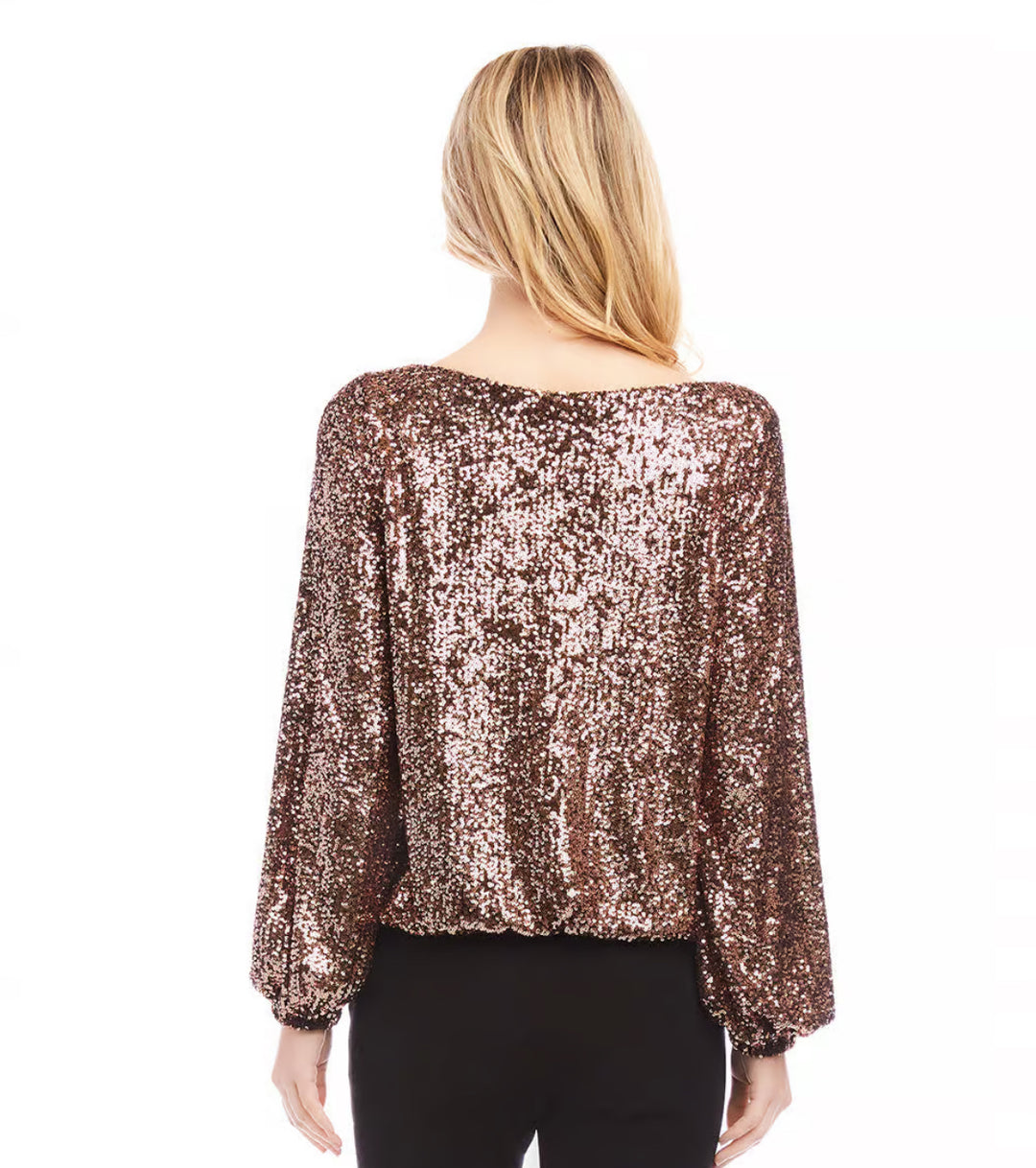 Karen Kane: Sequin Boatneck Top in Copper 3L30500
