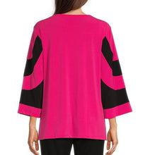 Load image into Gallery viewer, Multiples: 3/4 Sleeve Scoop Neck Color Block Top in Bright Fuchsia - M1411TM
