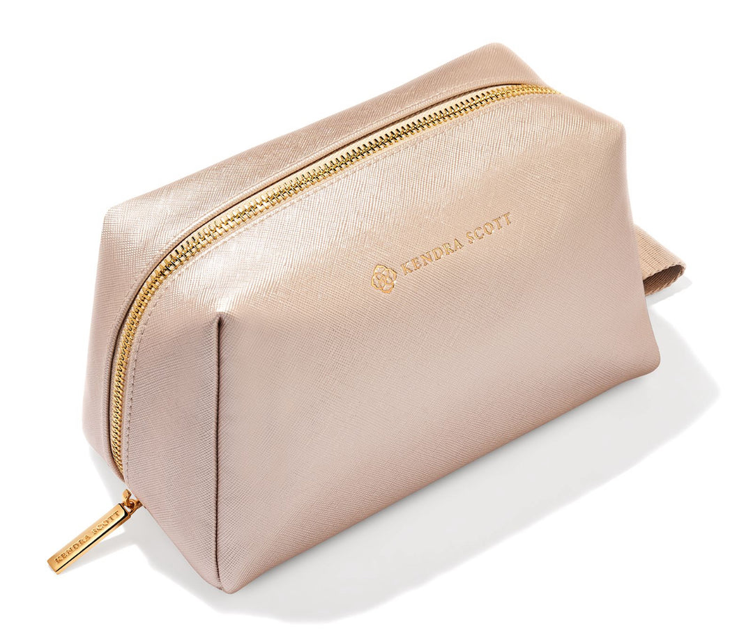 Kendra Scott: Large Cosmetic Zip Case in Champagne