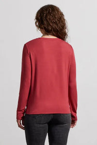 Tribal: Crew Neck Top with Faux Knot Detail in Rosewood