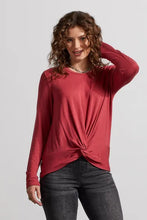 Load image into Gallery viewer, Tribal: Crew Neck Top with Faux Knot Detail in Rosewood
