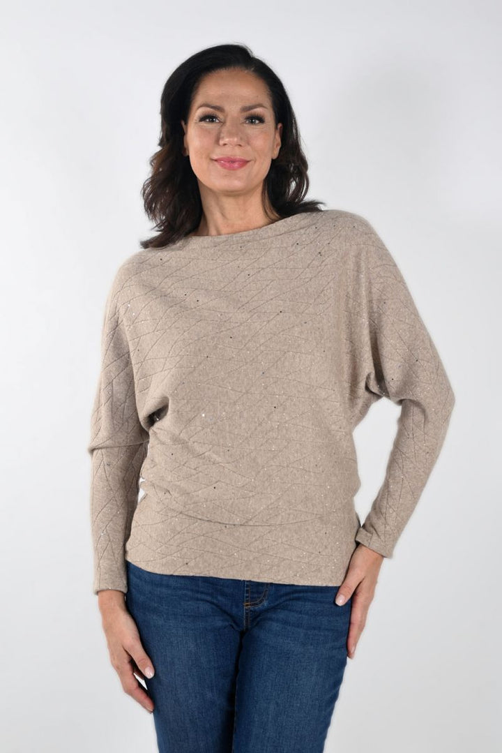 Frank Lyman: Oatmeal Sparkling Knit Sweater