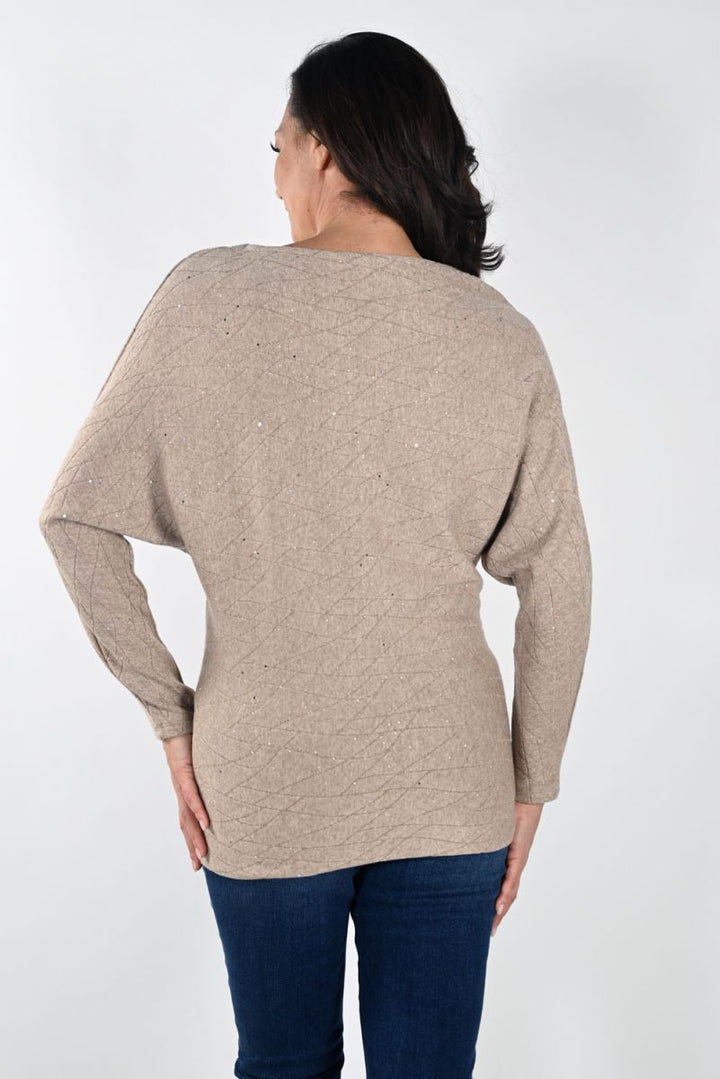 Frank Lyman: Oatmeal Sparkling Knit Sweater