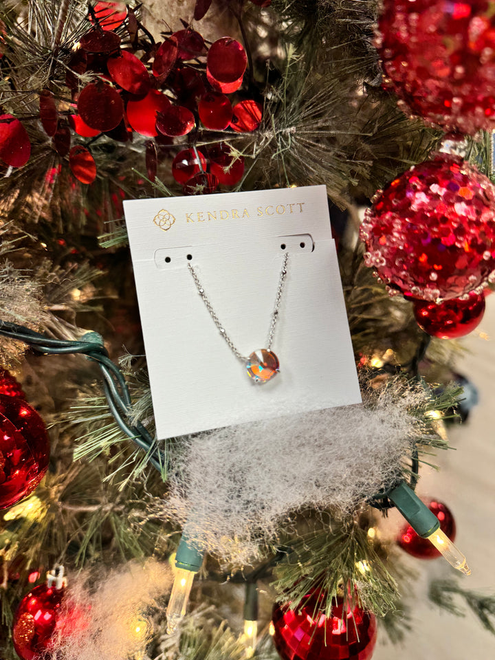Kendra Scott: Jolie Short Pendant Necklace Rhod Dichroic Glass