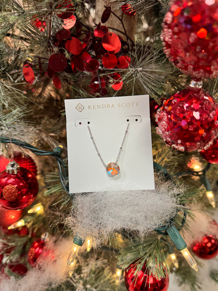 Kendra Scott: Jolie Short Pendant Necklace Rhod Dichroic Glass