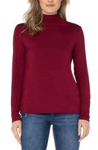 Load image into Gallery viewer, Liverpool: Long Sleeve Mock Neck Knit Top in Red Velvet
