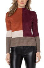 Load image into Gallery viewer, Liverpool: Mock Neck Pullover Sweater with Color Block in Rust
