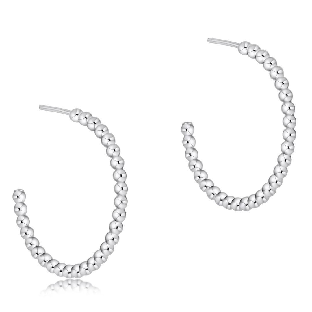 Enewton: Beaded Classic Post Hoops in Sterling