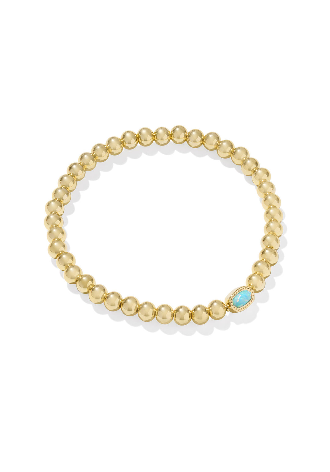 Kendra Scott: Mini Elaina Stretch Bracelet in Gold Light Teal Kyocera Opal