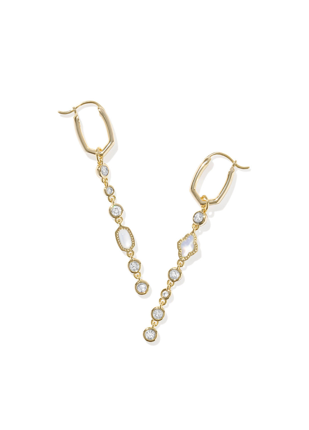 Kendra Scott: Mini Elisa Abbie Huggie Earrings in Gold White Mix