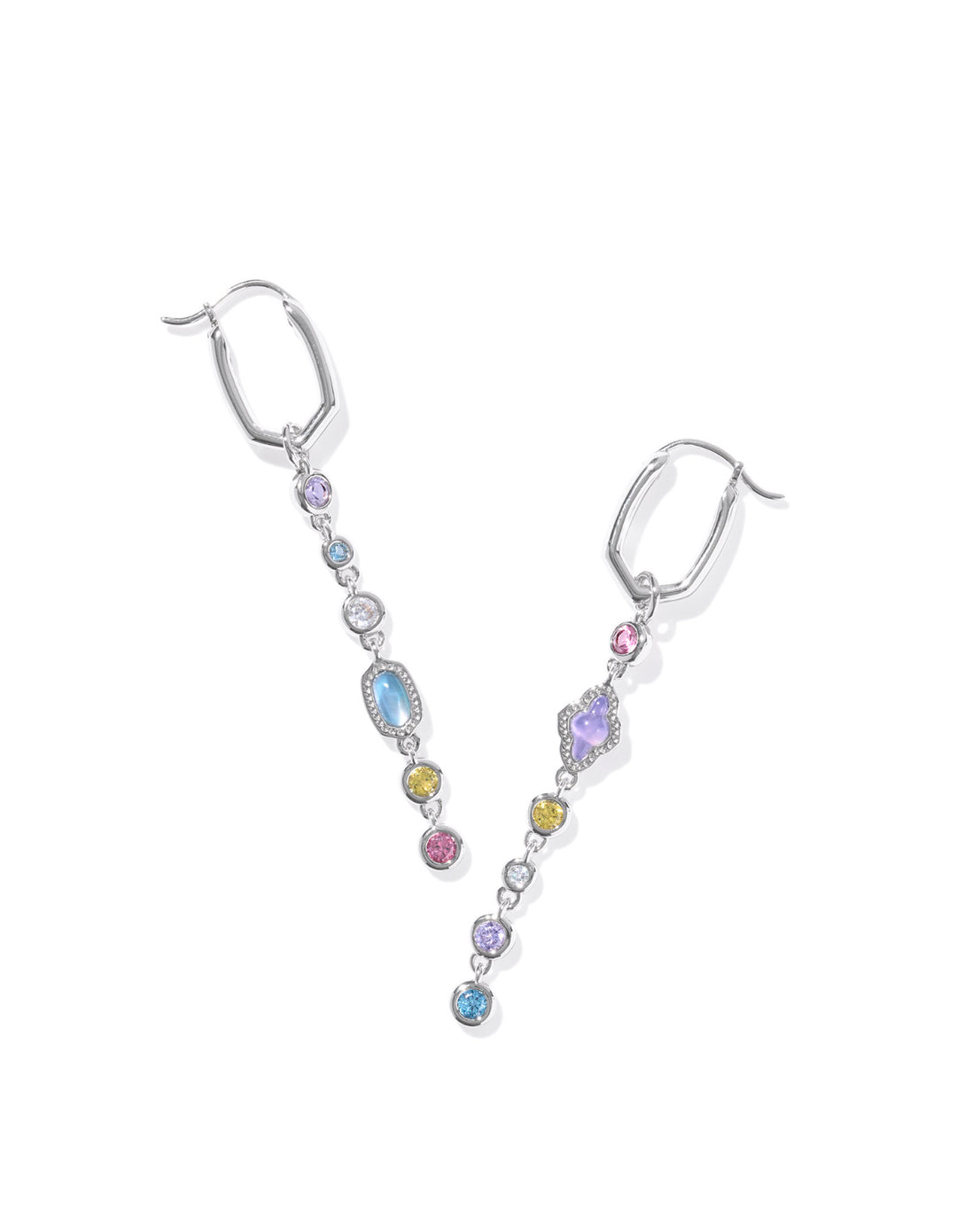 Kendra Scott: Mini Elisa Abbie Huggie Earrings in Silver Multi Mix