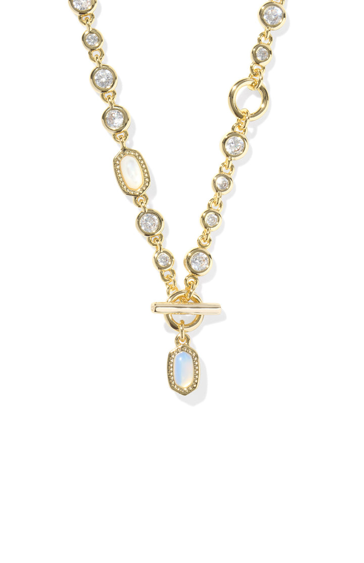 Kendra Scott: Mini Elisa Abbie Strand Necklace in Gold White Mix