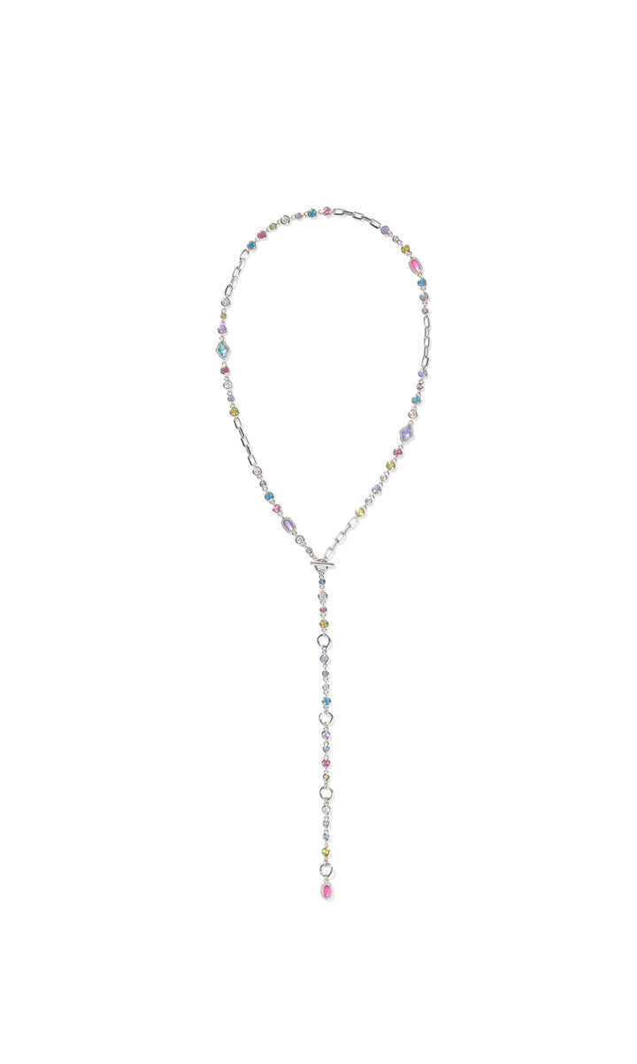 Kendra Scott: Mini Elisa Abbie Strand Necklace in Silver Multi Mix