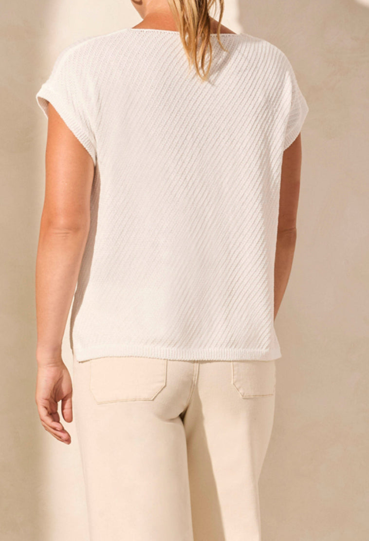 Tribal: Extended Shoulder Sweater in White