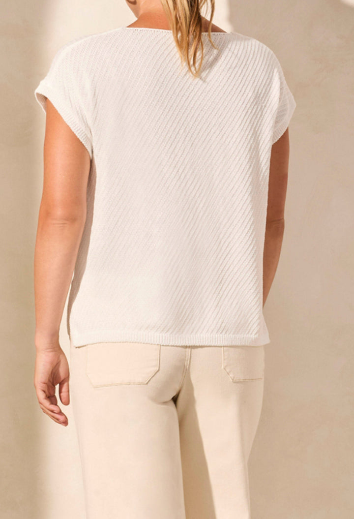 Tribal: Extended Shoulder Sweater in White