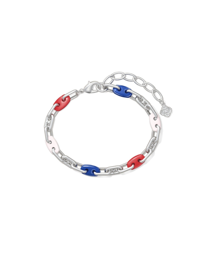 Kendra Scott: Bailey Chain Bracelet in Gold Red White Blue Mix
