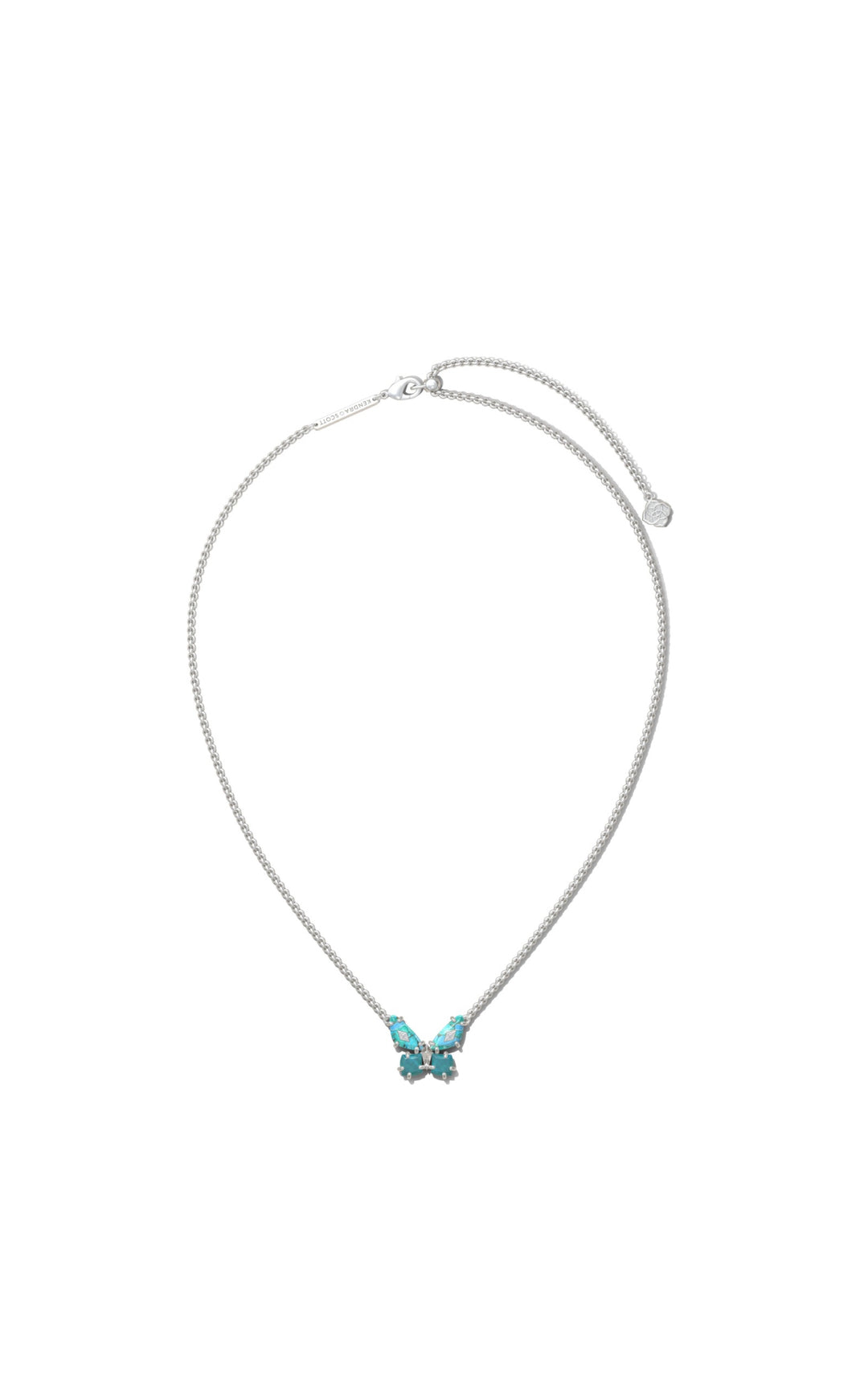 Kendra Scott: Bianca Butterfly Short Pendant Necklace in Silver Bright Aqua Mix