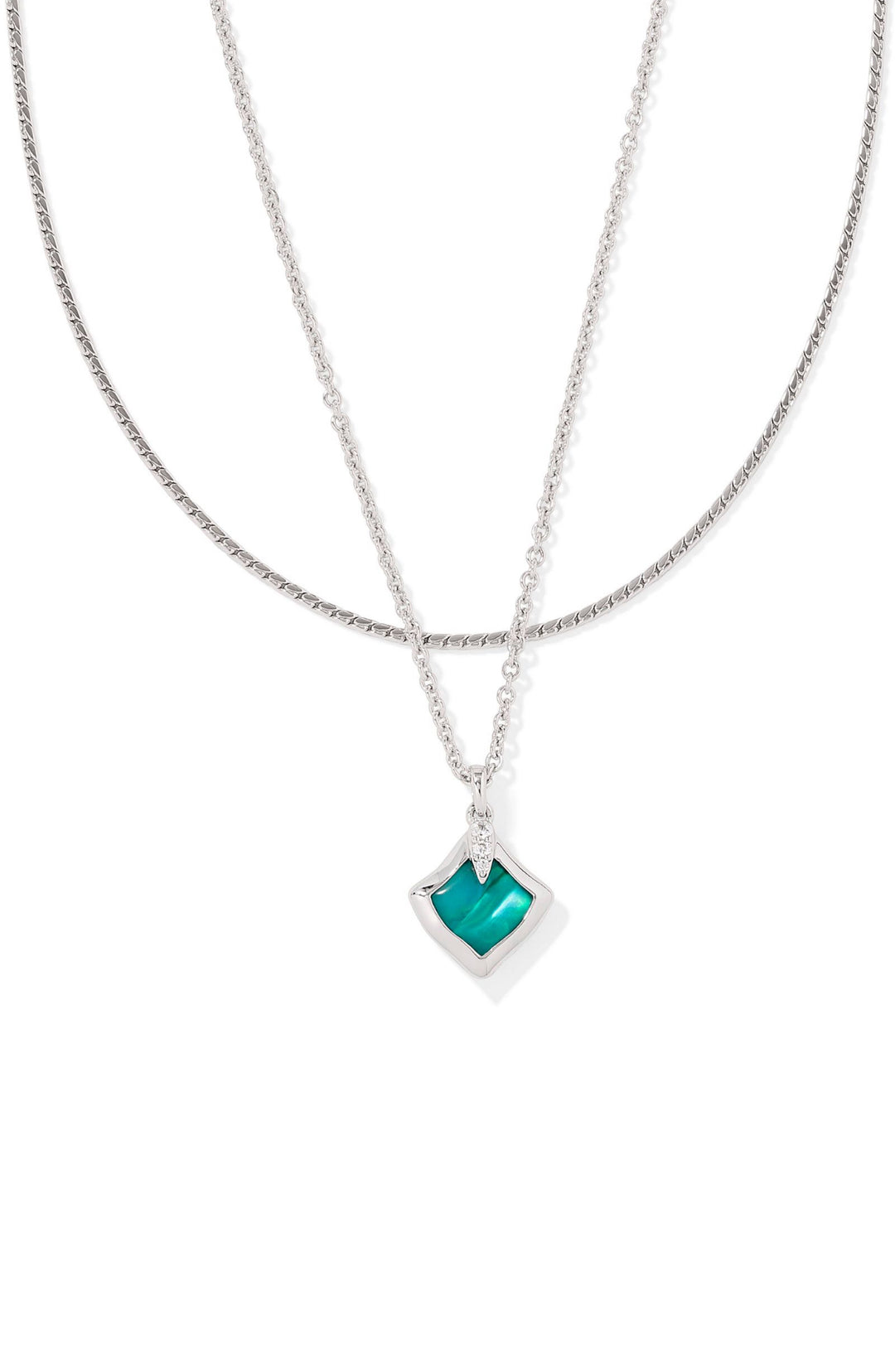 Kendra Scott: Joelle Multi Strand Necklace in Silver Bright Aqua Illusion