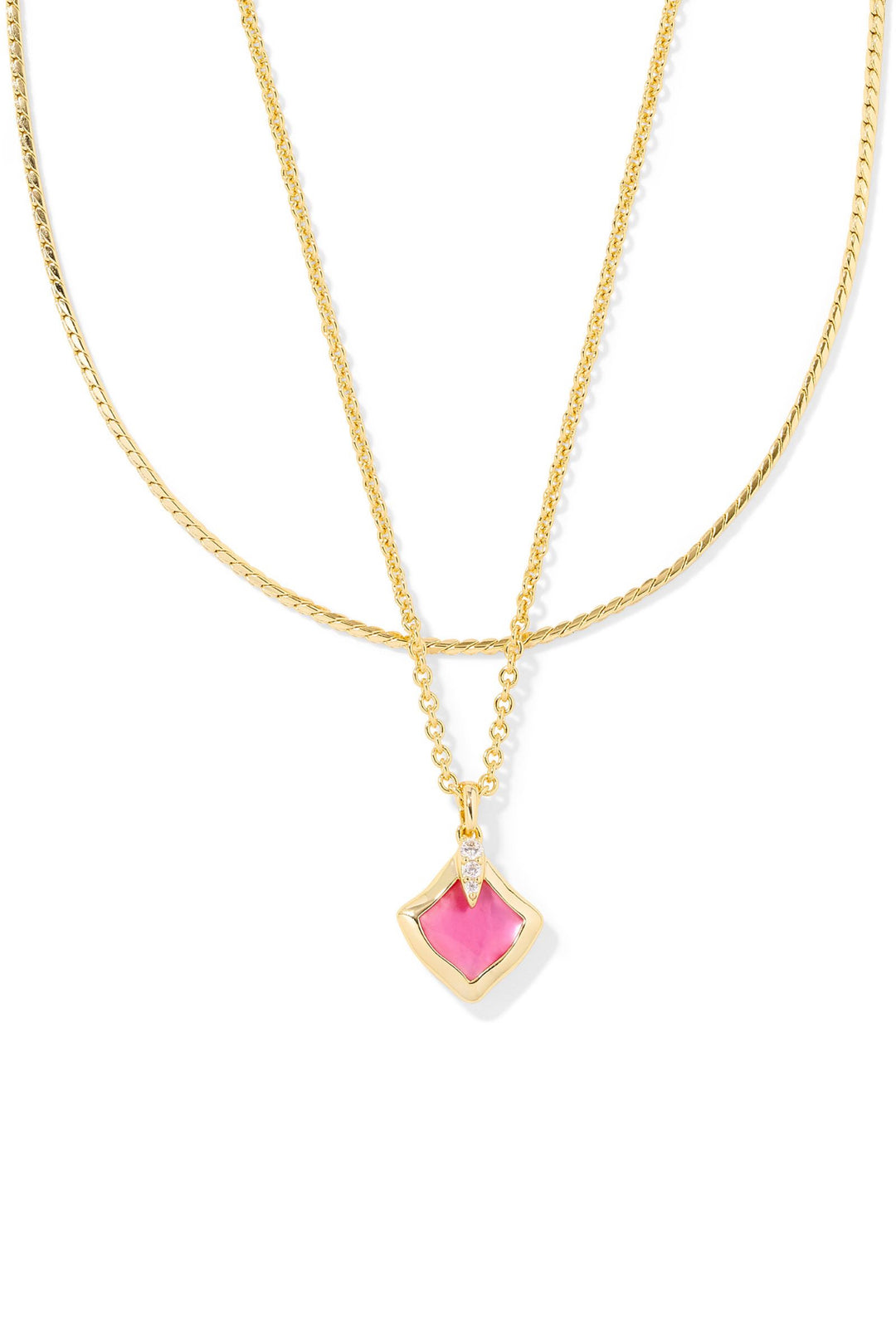 Kendra Scott: Joelle Multi Strand Necklace in Gold Pink Azalea Illusion