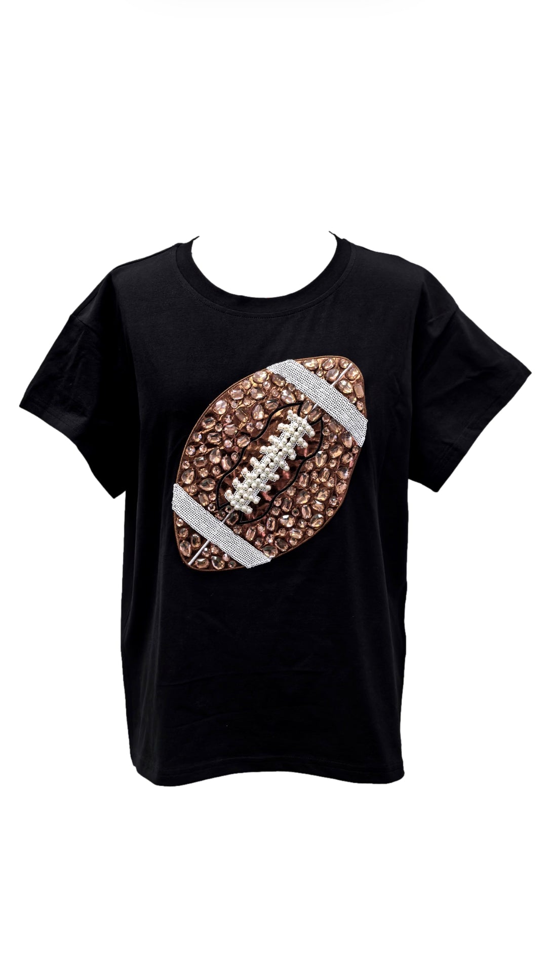 Queen of Sparkles: Black Jeweled Football Tee
