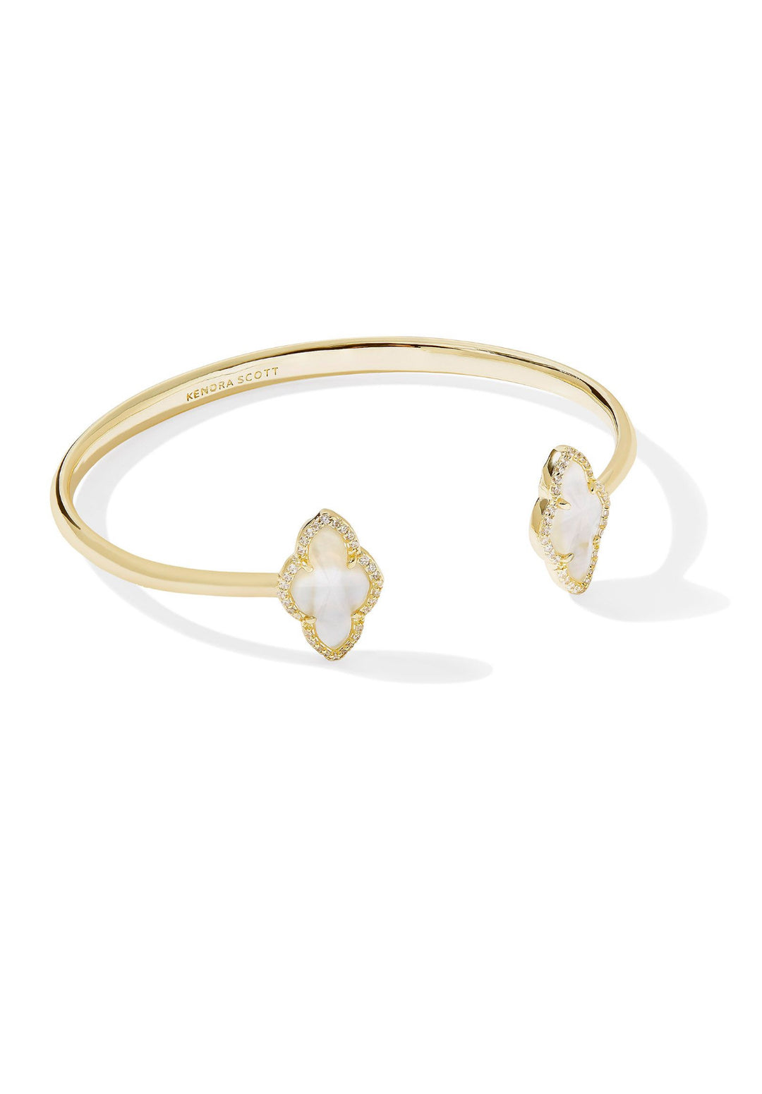 Kendra Scott: Abbie Pave Frame Cuff Bracelet in Gold Ivory MOP