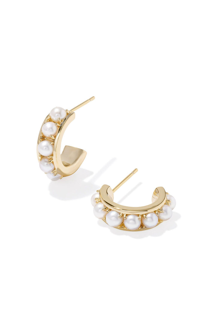 Kendra Scott: Krista Huggie Earrings in White Pearl