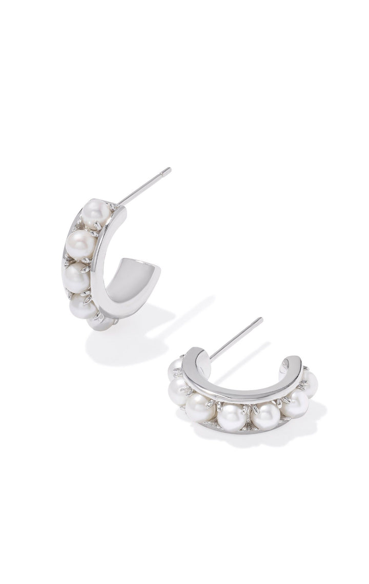Kendra Scott: Krista Huggie Earrings in White Pearl