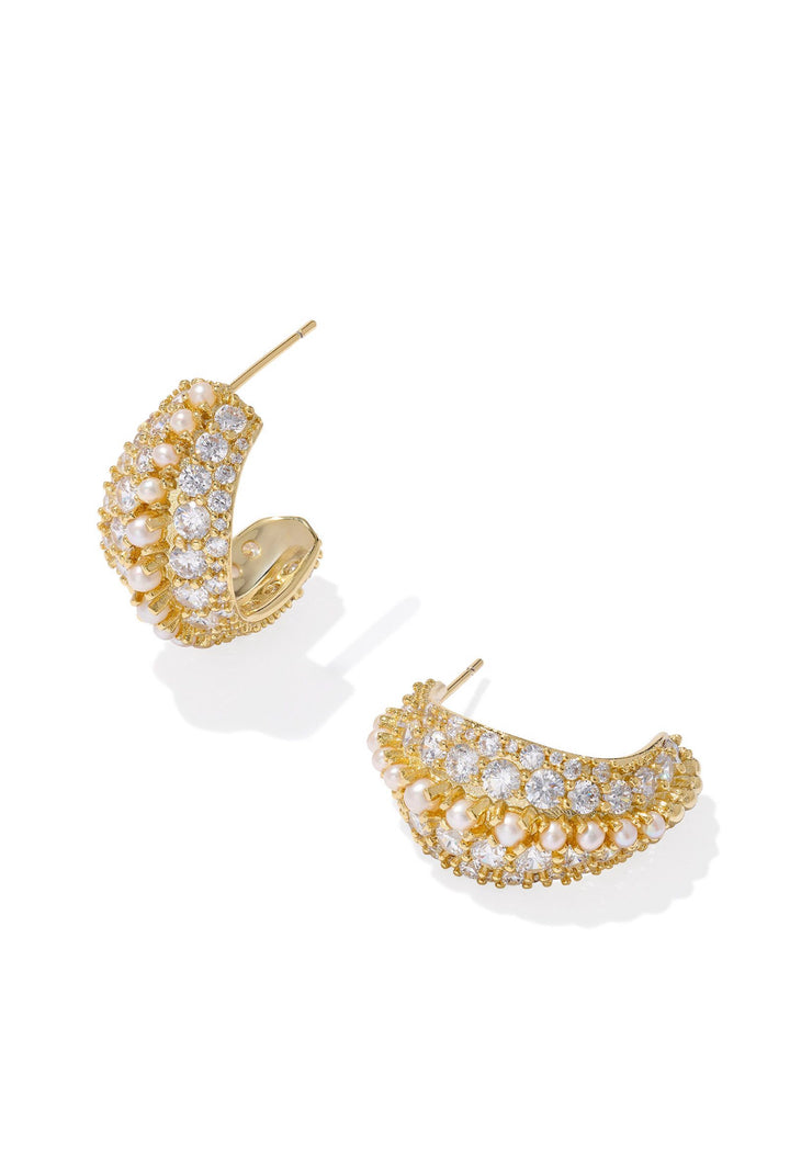 Kendra Scott: Krista Hoop Earrings in White Mix