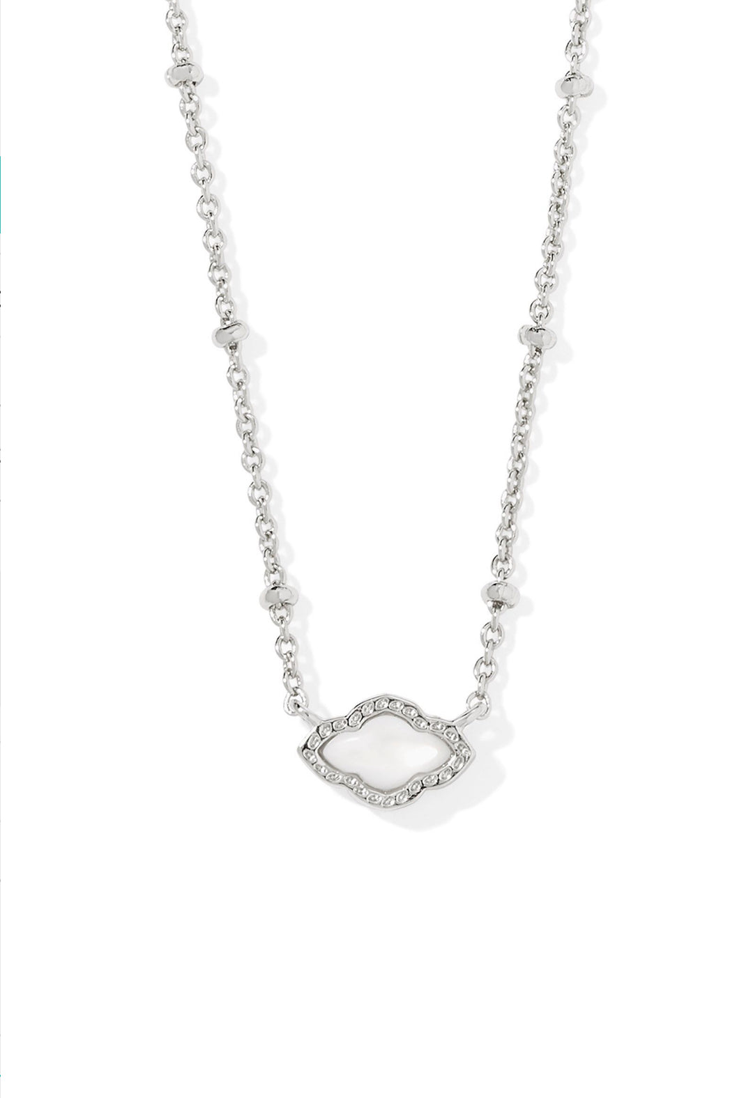 Kendra Scott: Mini Abbie Satellite Pendant Necklace in Silver Ivory MOP